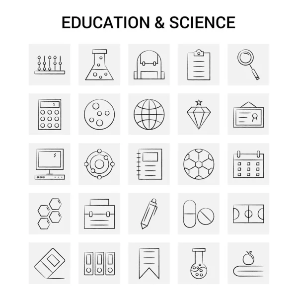 그려진 교육과 아이콘 세트입니다 — 스톡 벡터