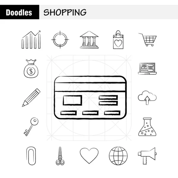 Shopping Handgezeichnetes Icon Für Web Print Und Mobile Kit Wie — Stockvektor