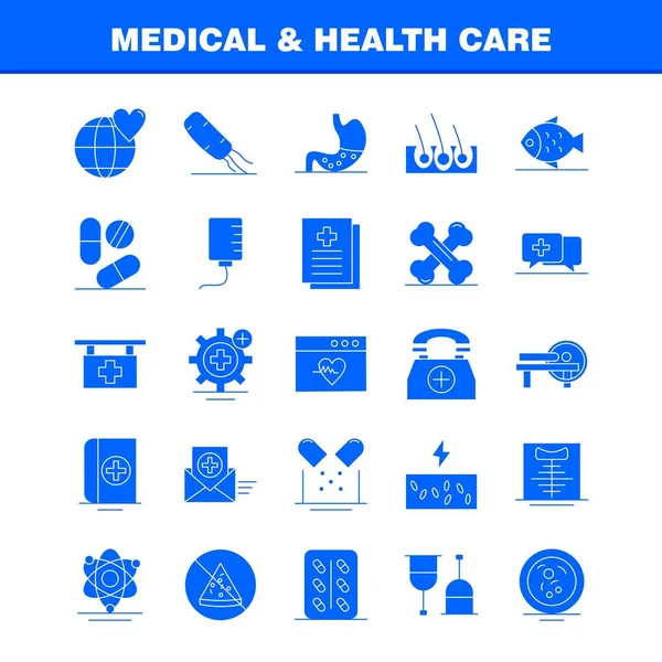 Medical Health Care Solid Glyph Icon Web Print Mobile Kit - Stok Vektor