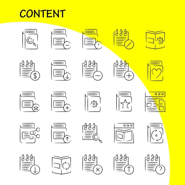 Contenido Paquete Iconos Dibujado Mano Para Diseñadores Desarrolladores Iconos Web — Vector de stock