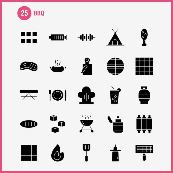 Bbq Solid Glyph Icon Pack Para Designers Desenvolvedores Ícones Churrasco —  Vetores de Stock