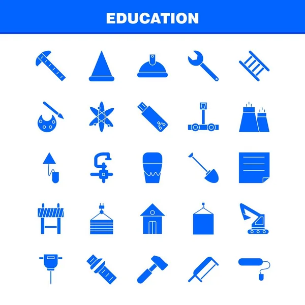 Edukacja Stałe Glifów Ikony Ustaw Dla Infografiki Mobilnych Kit Projektowania — Wektor stockowy