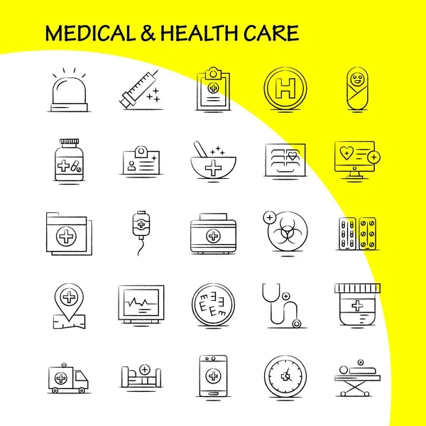 Lékařská a zdravotní péče rukou nakreslené ikona pro Web, tisk a Mobil — Stockový vektor