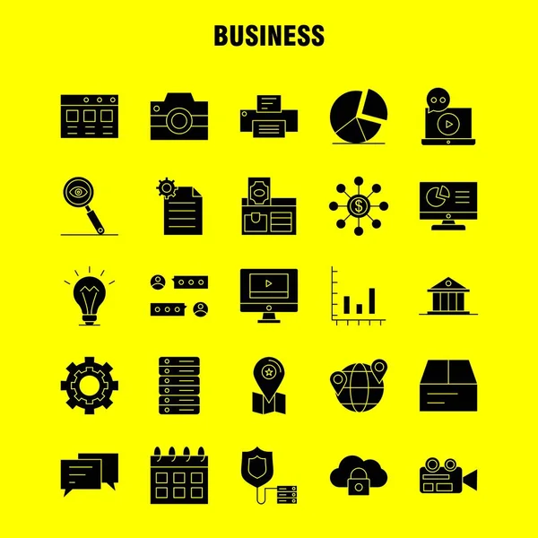 Business Solid Glyph Icon Para Web Print Mobile Kit Tais —  Vetores de Stock