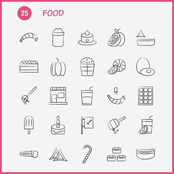 Conjunto Iconos Dibujados Mano Alimentos Para Infografías Equipo Móvil Diseño — Vector de stock