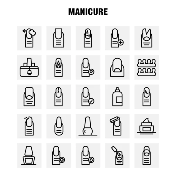 Manicure Line Icon Pack Para Designers Desenvolvedores Ícones Francês Cuidados —  Vetores de Stock
