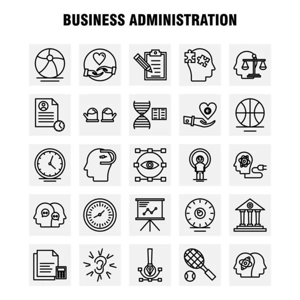 Ícones Linha Administração Empresarial Definidos Para Infográficos Kit Móvel Design —  Vetores de Stock