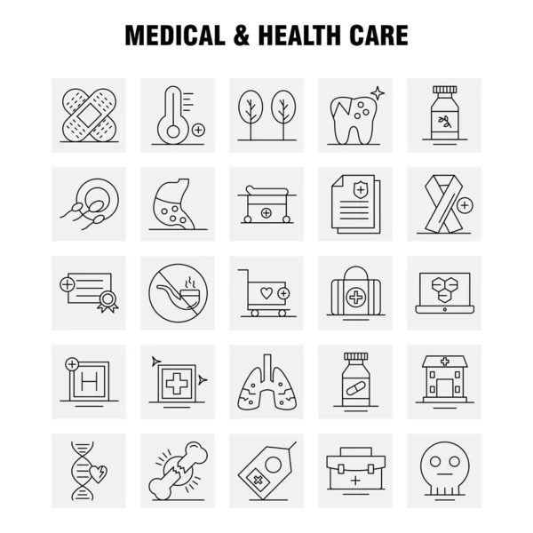 Ícone Linha Cuidados Médicos Saúde Para Web Impressão Móvel Kit — Vetor de Stock