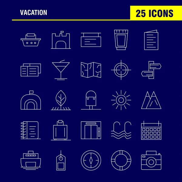 Conjunto Iconos Línea Vacaciones Para Infografías Equipo Móvil Diseño Impresión — Vector de stock