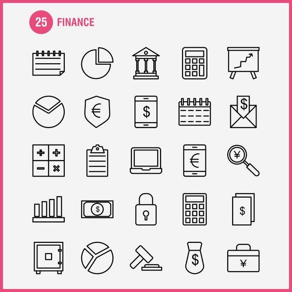 Finance Line Icons Set For Infographics, Mobile UX/UI Kit And Print Design. Include: Dollar, Coin, Money, Flower, Sale, Cloud, Discount, Sale Collection Modern Infographic Logo and Pictogram. - Vector