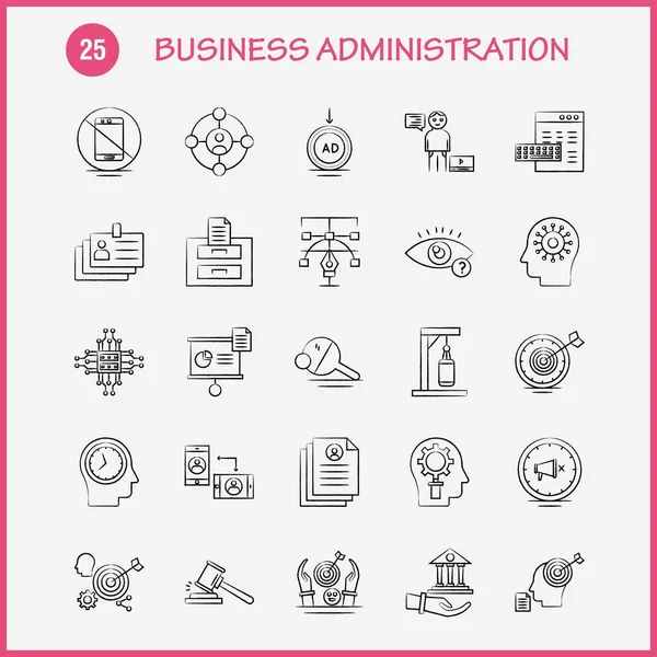 Conjunto Iconos Dibujados Mano Administración Empresas Para Infografías Kit Móvil — Vector de stock