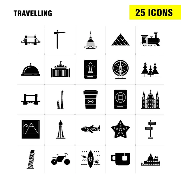 Reisen Solide Glyphen Symbole Set Für Infografiken Mobile Kit Und — Stockvektor