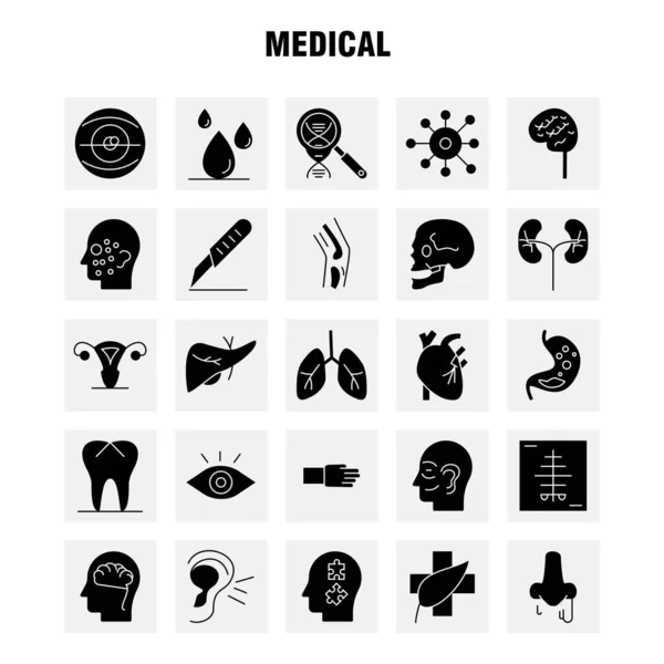 Los Iconos Sólidos Del Glifo Del Negocio Fijaron Para Las — Archivo Imágenes Vectoriales