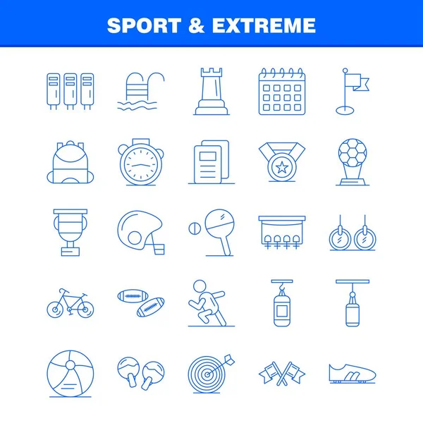Sport Extreme Line Icons Set Infografica Mobile Kit Design Stampa — Vettoriale Stock