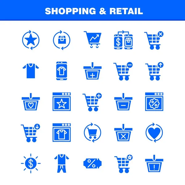 Shopping Solides Glyph Icon Pack Für Designer Und Entwickler Symbole — Stockvektor