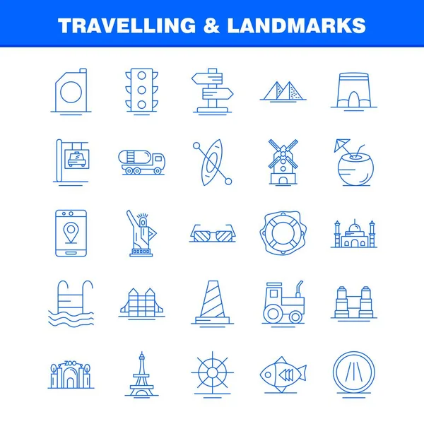 Travelling And Landmarks Line Icon for Web, Print and Mobile UX/ — Stockvector