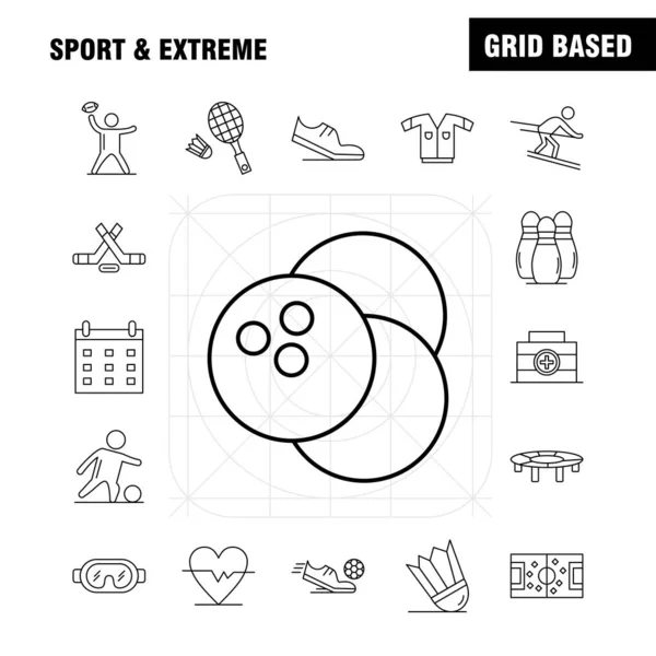 Sport And Extreme Line Icons Set For Infographics, Mobile UX/UI Kit And Print Design. Include: Football, Ball, Net, Sport, Football, Game, Sport, Football, Icon Set - Vector