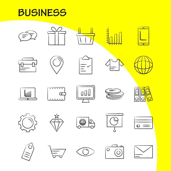 Business Hand Drawn Icon Web Print Mobile Kit World Gift — Stock Vector
