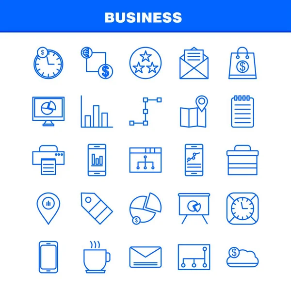 Business Line Icons Set Infografica Mobile Kit Design Stampa Includere — Vettoriale Stock