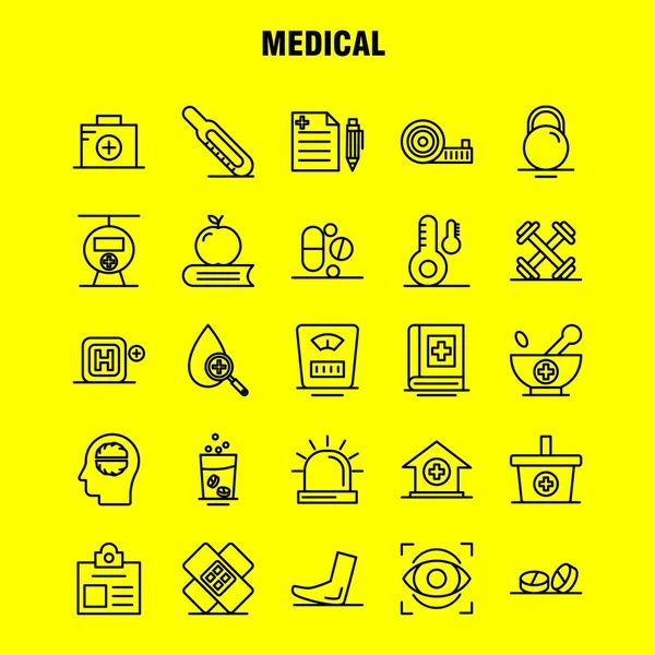 Linia Medyczna Ikony Zestaw Infografik Mobilnych Kit Projektowania Druku Obejmują — Wektor stockowy