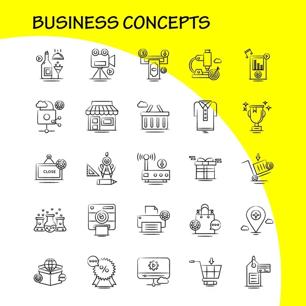Business Concetti Icone Disegnate Mano Set Infografica Mobile Kit Design — Vettoriale Stock