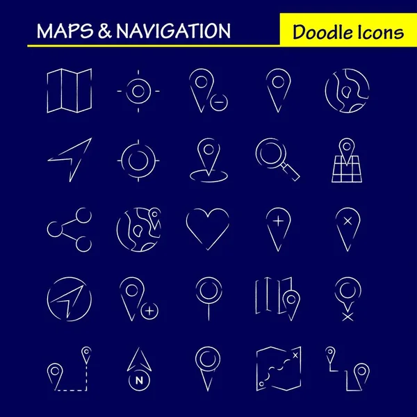 Maps And Navigation Hand Drawn Icon Pack For Designers And Developers. Icons Of Gps, Delete Map, Maps, Navigation, Compass, Gps, Heading, Vector