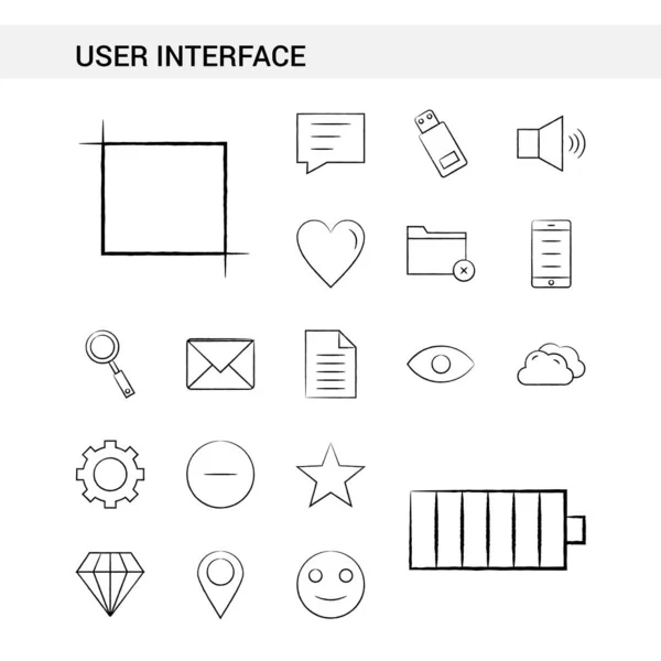 User Interface Hand Drawn Icon Set Stijl Geïsoleerd Een Witte — Stockvector