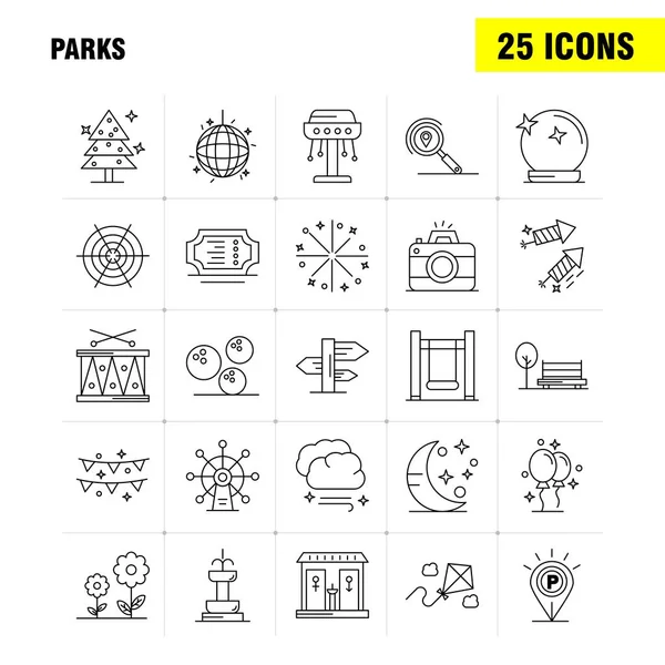 Parks Line Icons Für Infografik Mobiles Kit Und Printdesign Dazu — Stockvektor