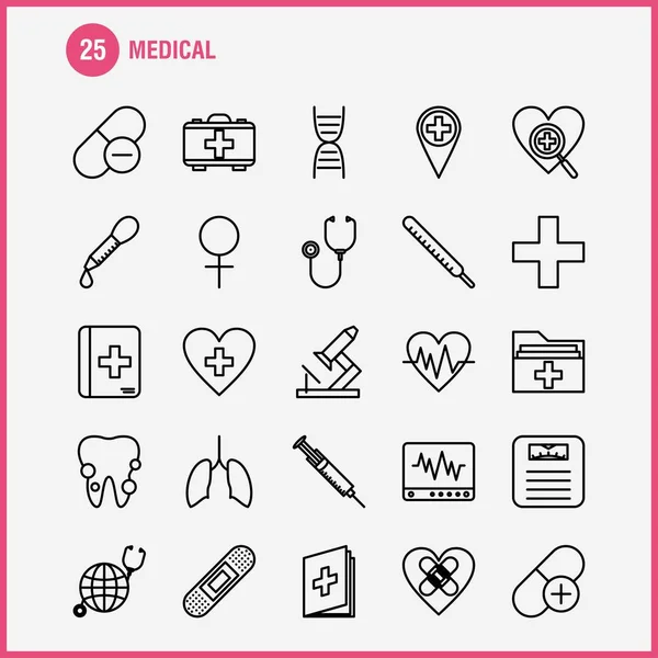 Set Iconos Línea Médica Para Infografías Kit Móvil Diseño Impresión — Archivo Imágenes Vectoriales