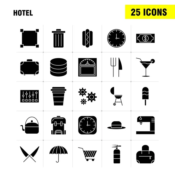 Hotel Solid Glyph Icon Für Web Print Und Mobile Kit — Stockvektor