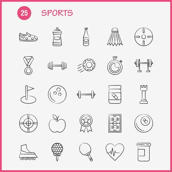 Icona Sport Disegnata Mano Web Stampa Mobile Kit Come Imbarco — Vettoriale Stock