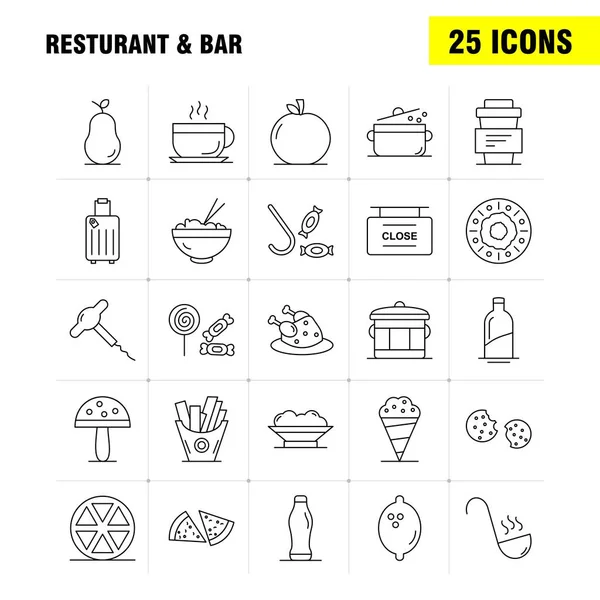 Icono Línea Restaurante Bar Para Web Impresión Móvil Kit Tales — Vector de stock