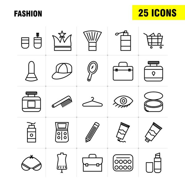Fashion Line Icons Set For Infographics, Mobile UX/UI Kit And Print Design. Include: Coat, Garments, Cloths, Dress, Coat, Garments, Cloths, Dress, Collection Modern Infographic Logo and Pictogram. - Vector