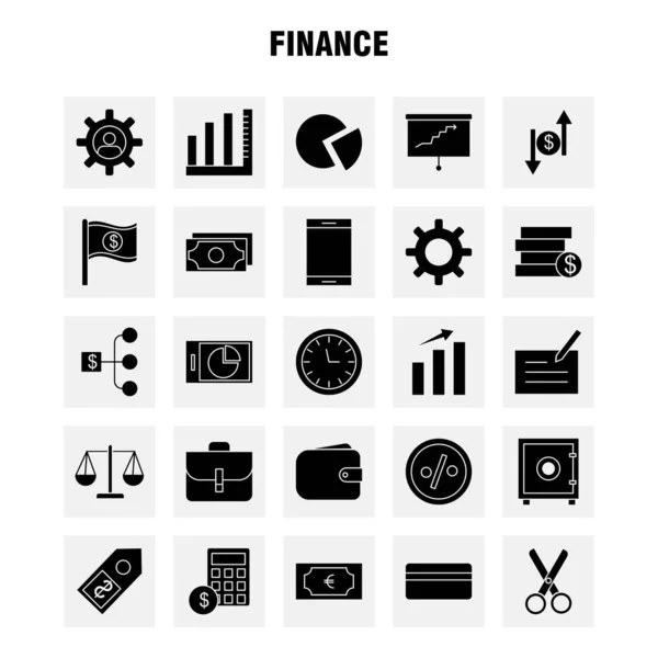 Finanszírozásához Szilárd Ikonok Karakterjelkészlet Infographics Mobil Készlet Design Nyomtatási Következők — Stock Vector