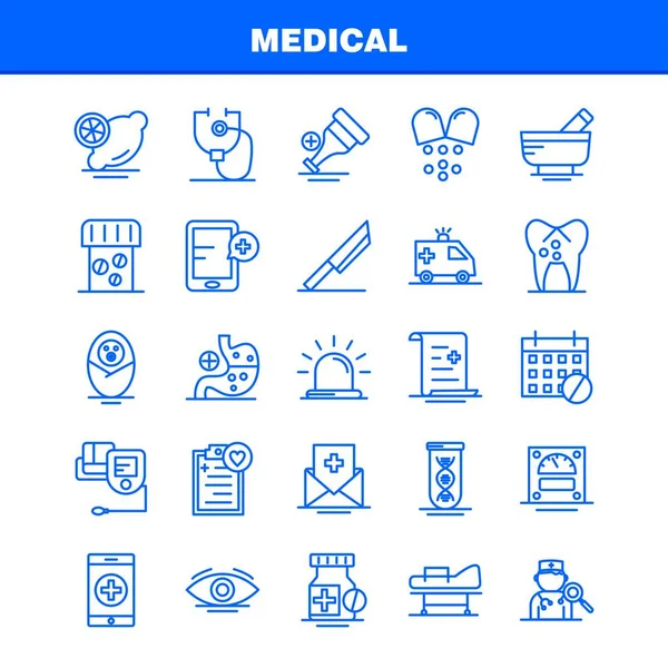 Medicinsk linje ikoner anger för Infographics, mobila Ux/Ui Kit och P — Stock vektor
