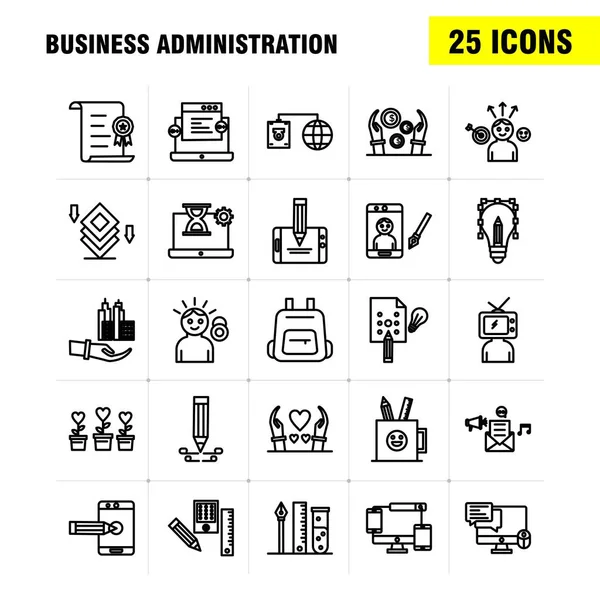 Juego Iconos Línea Administración Empresas Para Infografías Kit Móvil Diseño — Archivo Imágenes Vectoriales