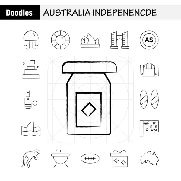 Australia Independence Hand Drawn Icon Pack Designers Developers Icons Animal — Stock Vector