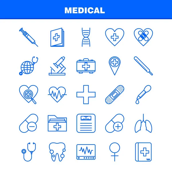 Linia Medyczna Ikony Zestaw Infografik Mobilnych Kit Projektowania Druku Obejmują — Wektor stockowy