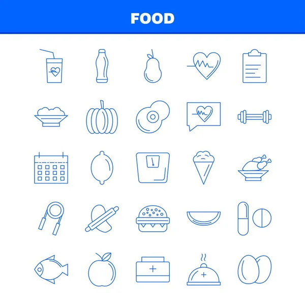 Food Line Icon Para Web Print Mobile Kit Tais Como — Vetor de Stock