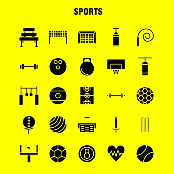 Sport Szilárd Karakterjel Icon Pack Tervezők Fejlesztők Vector Ikonok Ból — Stock Vector