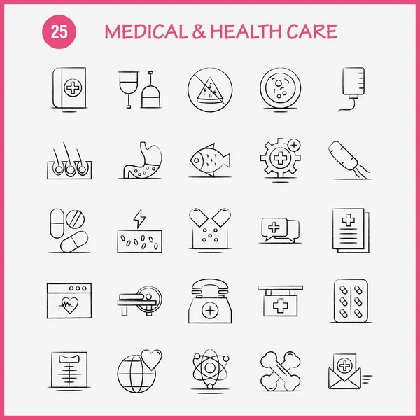 Icono Dibujado Mano Médico Salud Para Equipo Tela Impresión Móvil — Archivo Imágenes Vectoriales