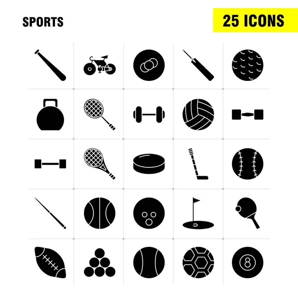 Icona Glyph Solido Sportivo Web Stampa Mobile Kit Come Baseball — Vettoriale Stock