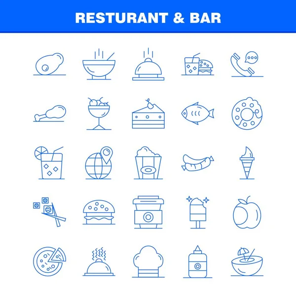 Icône Ligne Restaurant Bar Pour Web Impression Kit Mobile Tels — Image vectorielle