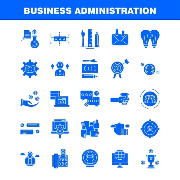 Administração Empresas Solid Glyph Icons Set Infographics Mobile Kit Print —  Vetores de Stock