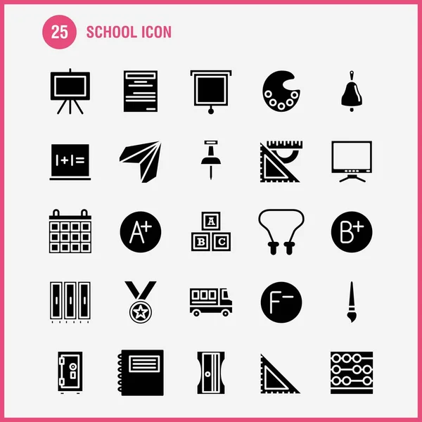 School Pictogram Solide Glyph Icon Pack Voor Ontwerpers Ontwikkelaars Iconen — Stockvector