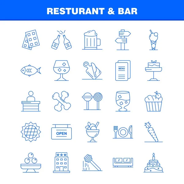 Icono de línea de restaurante y bar para web, impresión y móvil UX / UI Kit — Vector de stock