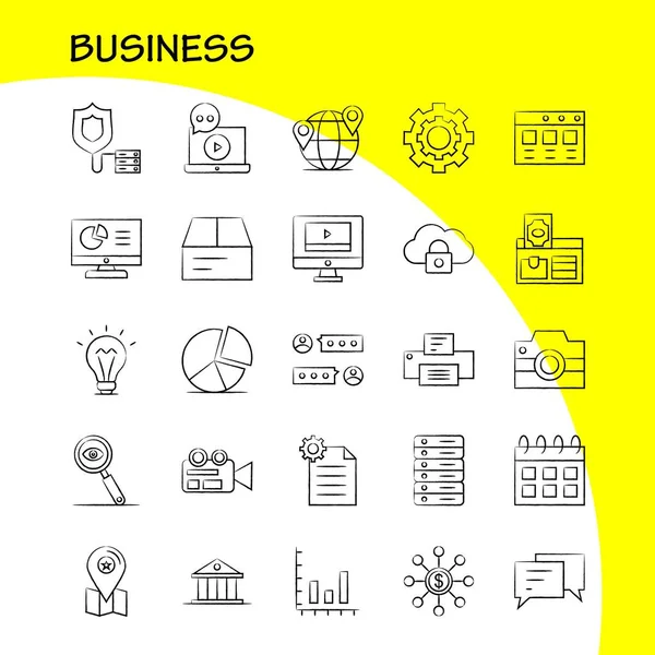 Business Hand Drawn Icon Web Print Mobile Kit Например Бизнес — стоковый вектор
