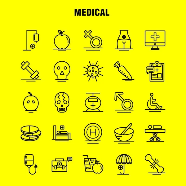 Serie Icone Della Linea Medica Infografica Kit Mobile Design Stampa — Vettoriale Stock