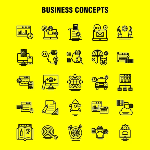 Business Concepts Line Icons Set Infografica Mobile Kit Print Design — Vettoriale Stock