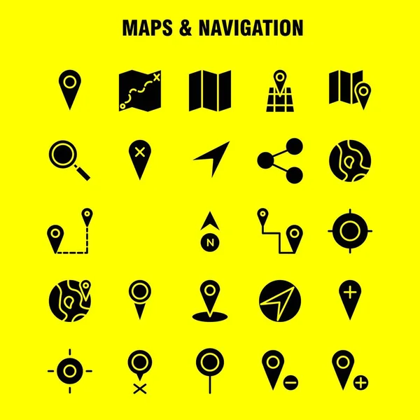 Mapas Navegação Solid Glyph Icon Pack Para Designers Desenvolvedores Ícones — Vetor de Stock